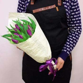 Букет Фиолетовый тюльпан 15 шт Артикул: 223875