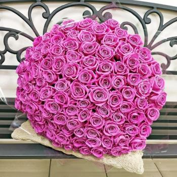 Букет Розовые розы Эквадор 101 шт (50 см) артикул: 223800